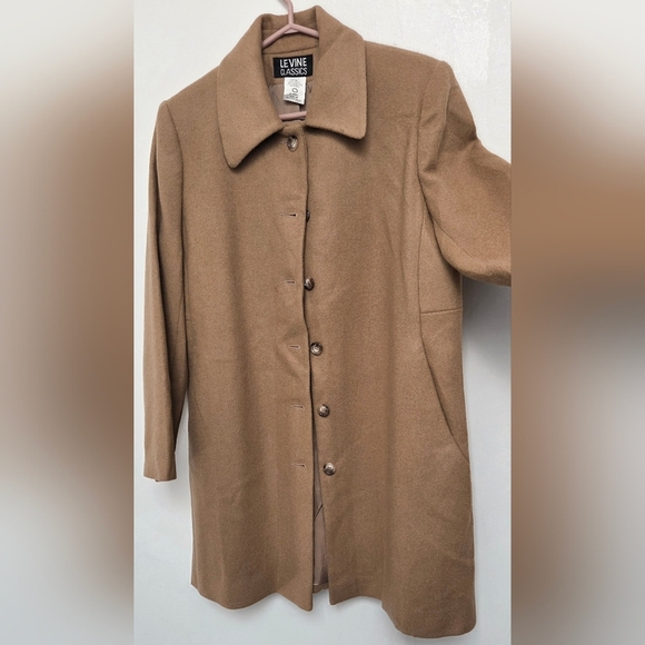 Levine Classic Vintage Sz 8 /M 100% Wool Tan Longline Coat/ Jacket Pockets - Picture 6 of 16